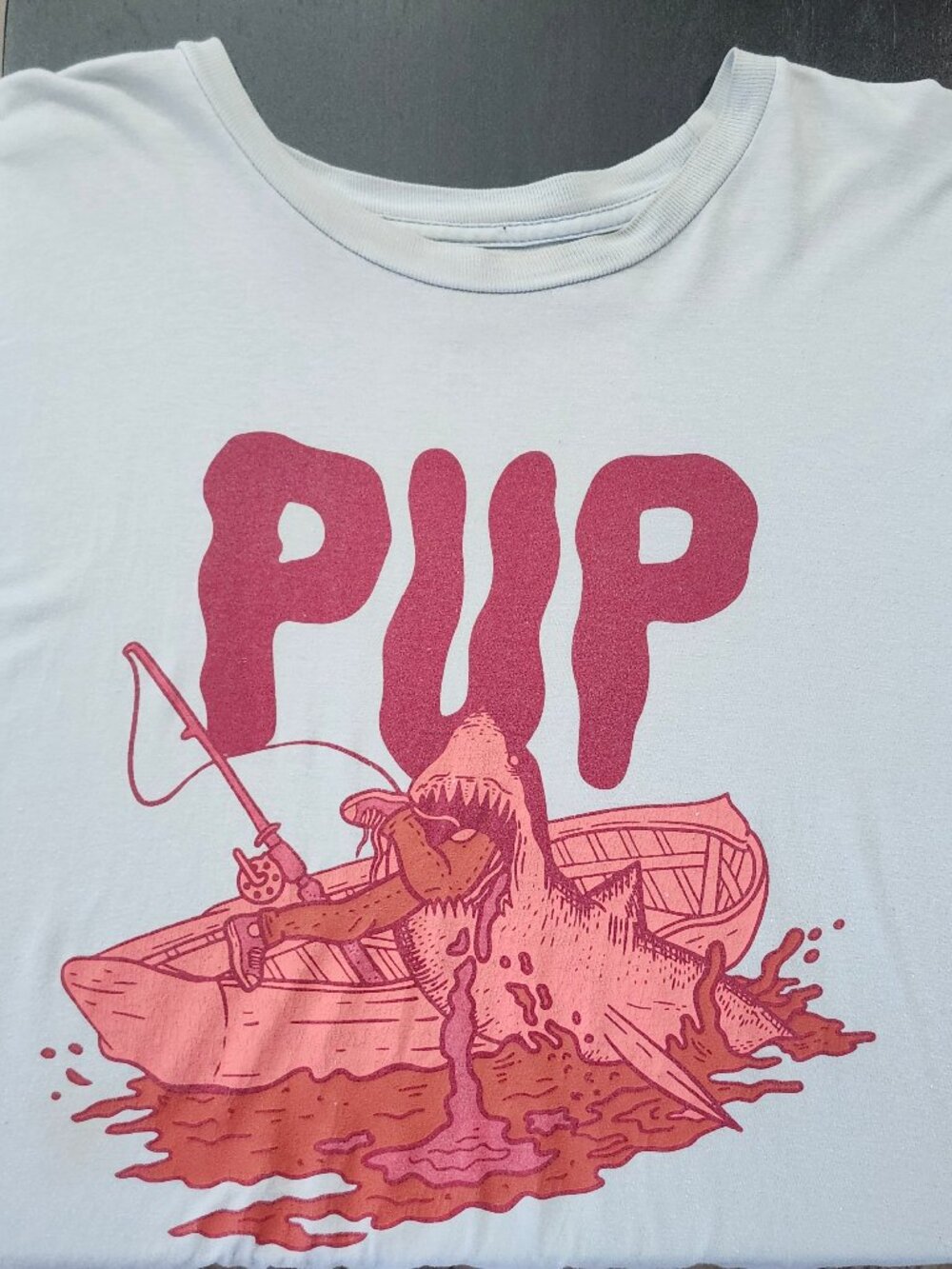 PUP Band T‑Shirt – 2XL – Light Blue – Shark Graphic – Canadian Punk Tee